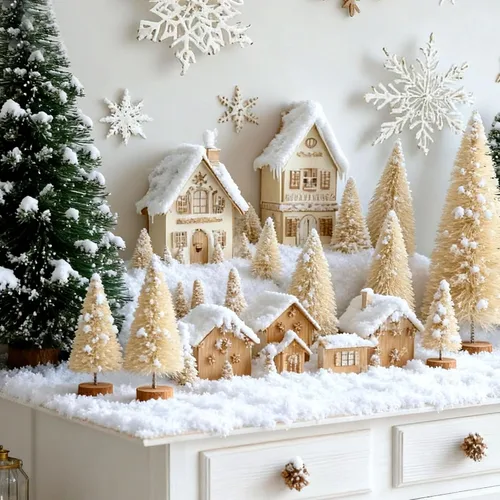 Vista 5 de Sumind 96 piezas de mini árboles de cepillo para botellas, pequeños árboles de Navidad artificiales con base de madera, mini árbol de sisal