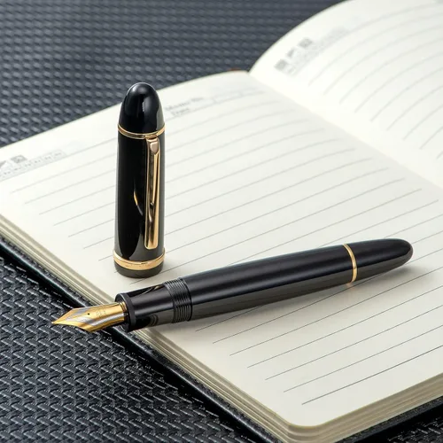 Vista 5 de Jinhao X159 - Pluma estilográfica acrílica negra # 8 punta mediana con borde dorado para escritura y caligrafía con convertidor de tinta de repuesto