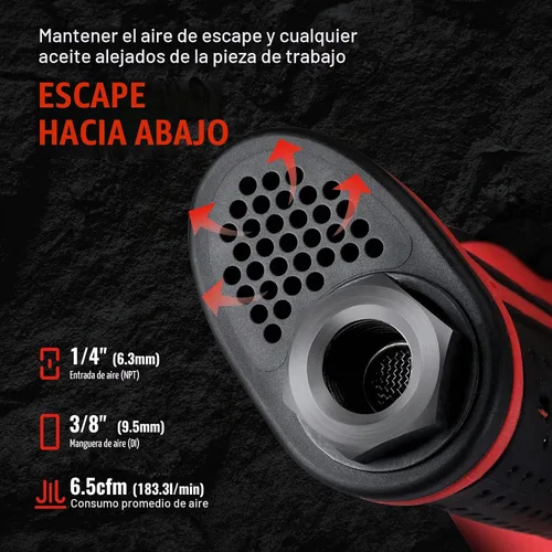 Vista 5 de WORKPRO Llave de impacto de aire de 1/2 pulgada, diseño ergonómico, par potente, amplia aplicación