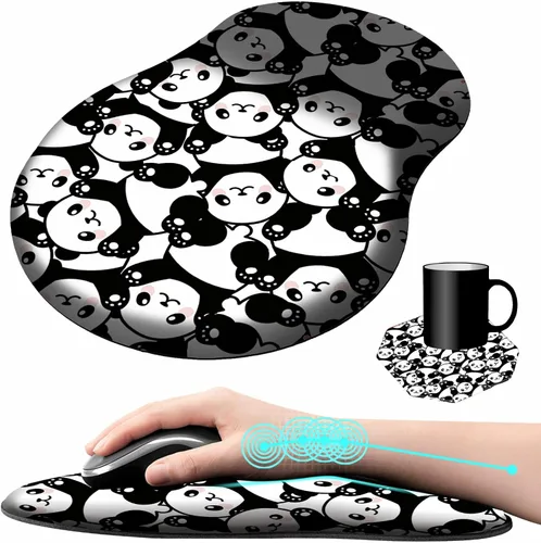 Vista 7 de Alfombrilla de mouse con soporte para muñeca, diseño de mariposa azul, ergonómica, con reposamuñecas para computadora portátil, computadora, hogar