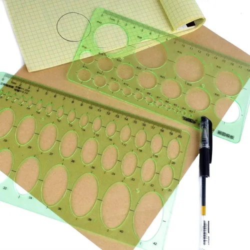 Vista 8 de Plantillas de dibujo de geometría reglas de plástico verde transparente multifunción para diseño de oficinas, encofrados de edificios escolares, 1