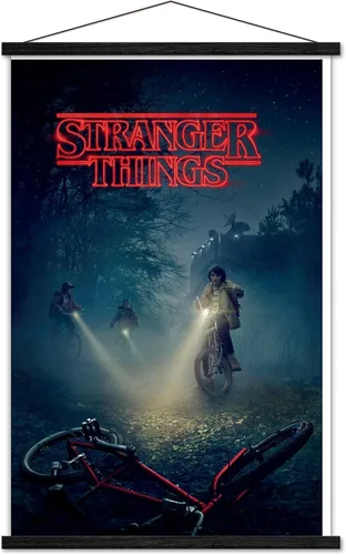Vista 8 de Trends International Netflix Stranger Things - Póster de pared de bicicletas, 14.725 x 22.375 pulgadas, versión enmarcada de madera de granero