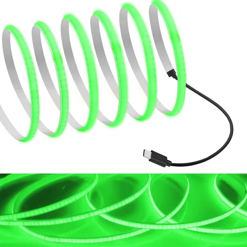 Vista 2 de MDee Tira de luces LED tipo C COB de 1.64 pies/1.6 ft - Flexible 0.197 in Oculta DC 5V Cinta LED con 320 LEDs/m para iluminación cálida (2700 K).