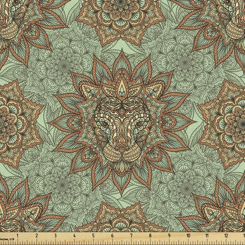 Vista 18 de Ambesonne Tela tropical de The Yard, impresión continua de aves exóticas crestadas Monstera sandía piña, tela decorativa para tapicería y detalles