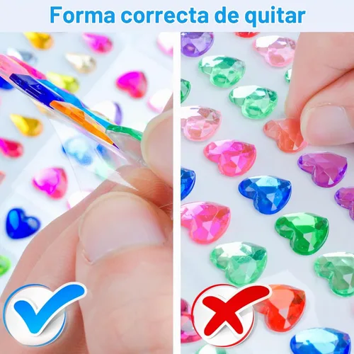 Vista 5 de 2102 piezas de calcomanías de gemas, gemas autoadhesivas para manualidades, diamantes de imitación para manualidades, calcomanías de diamantes