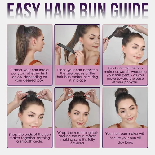 Vista 5 de Creador de moños para el cabello y accesorios para mujeres y niños - Clip fácil para cabello largo - Herramienta para torcido francés - Soporte