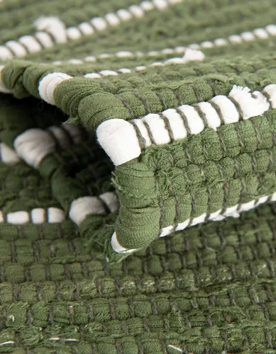 Vista 6 de Unique Loom Chindi Cotton Collection - Alfombra de área Briah (2 pies 2 pulgadas x 6 pies 1 pulgada, verde/marfil)