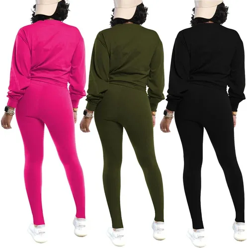 Vista 4 de PINSV Conjunto deportivo de 2 piezas para mujer, de manga larga, para correr, ropa de descanso