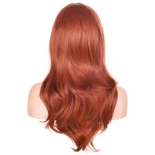 Vista 29 de Morvally - Peluca de cabello sintético lacio y ondulado con flequillo, 23 pulgadas de largo, resistente al calor, para Cosplay, disfraz de Halloween