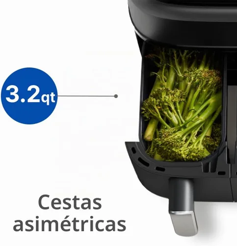 Vista 4 de Freidora de aire de cesta doble Philips Serie 3000 — 8 funciones en 1, 9 litros, 2 cajones, tiempo de cocción sincronizado automáticamente, 90%