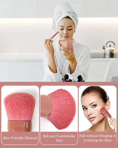 Vista 4 de PGRODE Mini juego de brochas de maquillaje de tamaño de viaje con estuche rígido y espejo integrado, 5 brochas pequeñas para cosméticos, kits