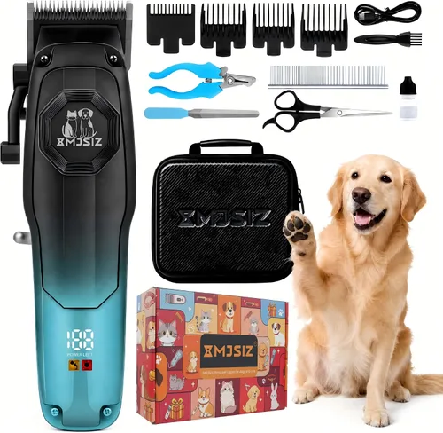 Vista 8 de Kit de aseo para perros, gatos, mascotas, cortapelos inalámbricos Negro dorado