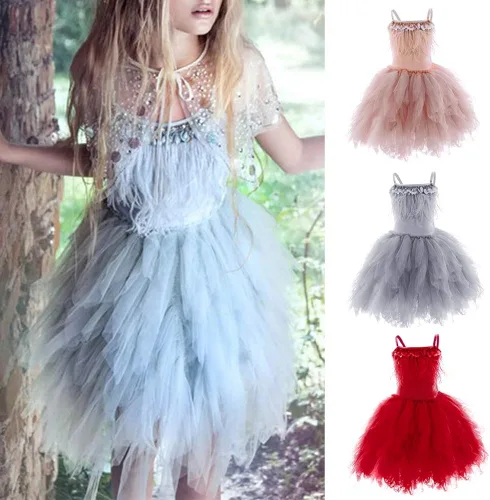 Vista 3 de Disfraz de princesa de cisne para niñas y niños, vestido de bailarina de plumas, con flecos de tul, vestido de fiesta de graduación, vestido
