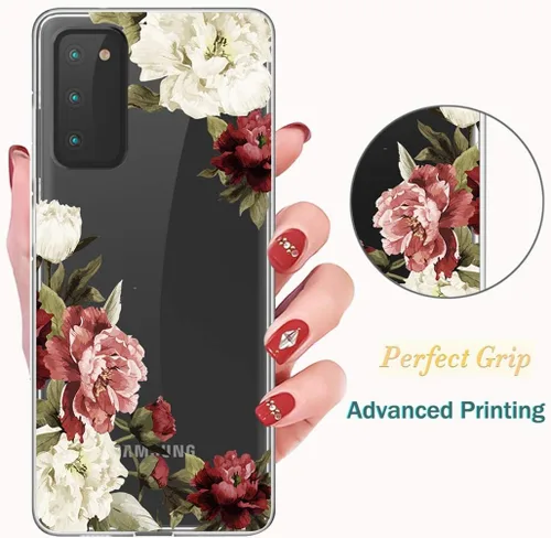 Vista 3 de Funda para Galaxy S20 FE 5G, para Samsung S20FE funda floral transparente, TPU a prueba de golpes, funda protectora transparente para teléfono