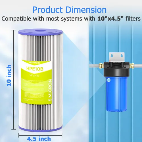 Vista 4 de Cartucho de filtro de agua de 5 micrones para toda la casa, filtros de sedimentos plisados para agua de pozo, repuesto para FXHSC, GXWH40L, GXWH35F