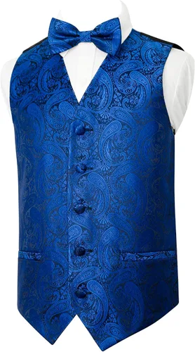 Vista 6 de Alizeal Conjunto de 2 piezas de corbata de lazo preatada de jacquard de cachemira con estampado floral clásico para niños