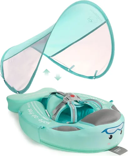 Vista 17 de HECCEI - Flotador en forma de aeroplano número 07 Mambobaby para bebé con toldo para el sol, añadir cola, color rosa