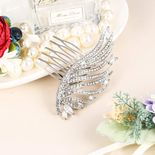 Vista 2 de EVER FAITH Peine de pelo de ala de ángel elegante con circonita de cristal austriaco para mujer