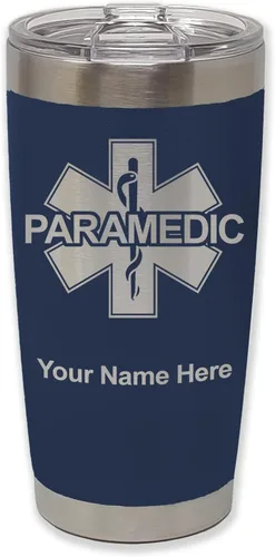 Vista 20 de LaserGram Vaso aislado al vacío de 20 onzas, paramédico, grabado personalizado incluido (negro) Engraved Gift for Paramedics, Vacuum Insulated
