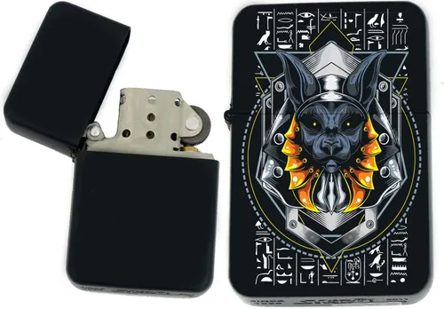 Vista 19 de Faraón, egipcio, tutankamón, cleopatra, ojo de Horus, pirámides-Ankh, leona-diosa única coleccionable s Infinity negro mate encendedores a prueba