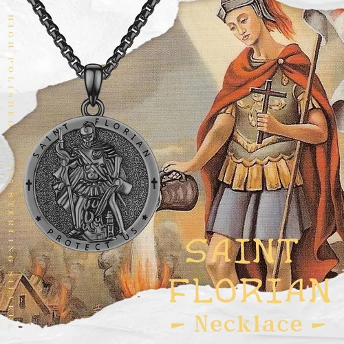 Vista 6 de Collar con colgante de plata de ley 925 con medalla de San Patrón, joyería religiosa para hombres y mujeres, con cadena de acero inoxidable 316L