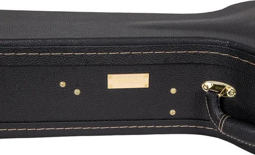 Vista 16 de Crossrock Estuche de madera para guitarra clásica de tamaño completo 4/4, diseño superior arqueado, interior de felpa, pestillos de metal Negro