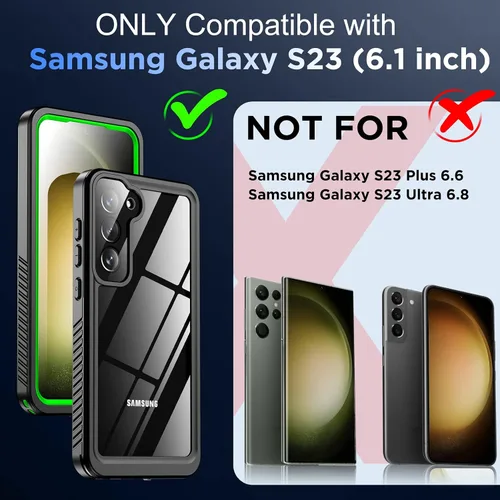Vista 2 de Funda para Samsung Galaxy S23, lente y protector de pantalla incorporados a prueba de agua, cuerpo completo a prueba de golpes, a prueba de caídas