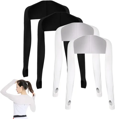 Vista 25 de Katutude 4 piezas de chal refrescante para mujer, manga de protección solar, transpirable, anti rayos UV, con agujeros para los dedos, para golf