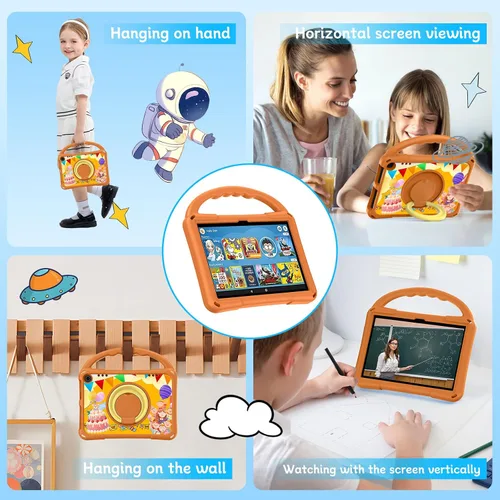 Vista 6 de Funda para tablet Fire HD 8, funda para Kindle 8, Auorld Rotating 360, ligera, a prueba de golpes, de 8 pulgadas, con soporte de asa para Fire HD