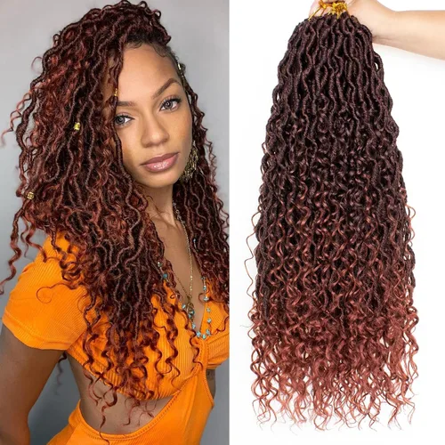 Vista 36 de Goddess Locs - 8 paquetes de cabello de ganchillo Goddess Locs de 10 pulgadas, pelo corto de imitación de ganchillo con rizos pre-enrollados