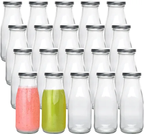 Vista 8 de QAPPDA Botellas de vidrio de 12 onzas, botellas de leche de vidrio Tapa negra