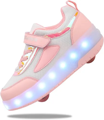 Vista 20 de Zapatos para niños con ruedas - 4 en 1 Zapatos con ruedas iluminados con luces LED recargables por USB para regalos de Navidad y escuela