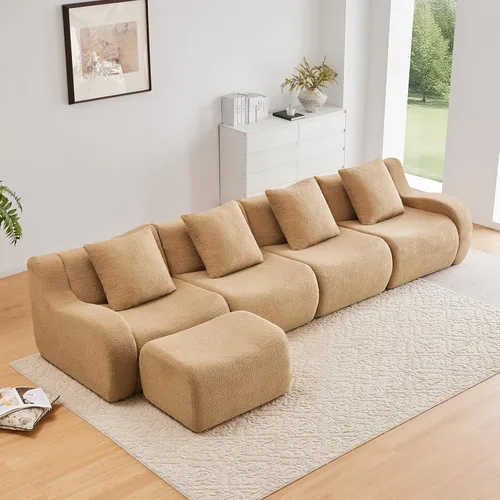 Vista 42 de Sofás de peluche sin hueso para sala de estar, juego de sofá modular negro con asiento profundo, sofá de gran tamaño, sofás para sala, cómodos sofás