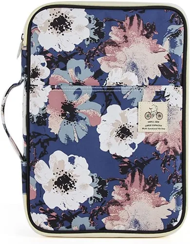 Vista 13 de A4 Portfolio Organizer Bag Handbag Document Zipper Bag File Folder Holder Pouch Case for Tablets Mobile Phones Notebooks Azul oscuro