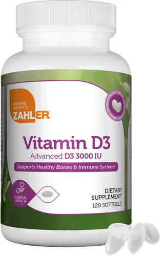 Vista 7 de Zahler Junior D3 Chewable 1000IU, gran sabor Chewable Vitamina D para niños, Vitamina D3 1000 IU para los niños, Certified Kosher, 250 tabletas