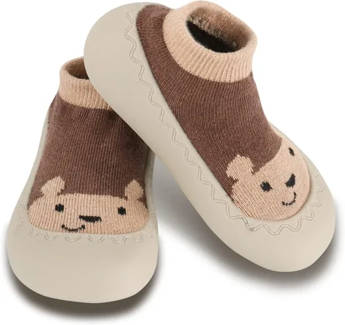 Vista 5 de Zapatos de calcetín para bebé, suela de goma de animales, antideslizantes, para interiores, para niños y niñas, primer piso, zapatilla