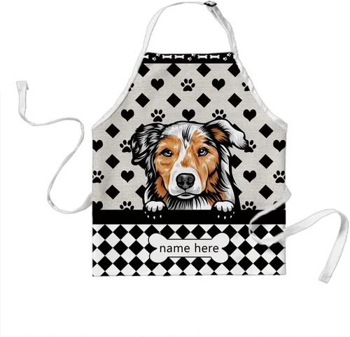 Vista 8 de Delantal de aseo de perros de lunares personalizado lindo perro Airedale, rojo (Airedale)