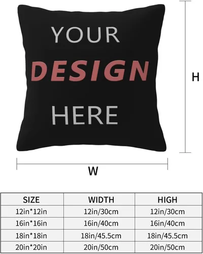 Vista 5 de Custom Pillow for Mother's Day Your Design Here Customized Pillow with Photo 12''x12'' Black