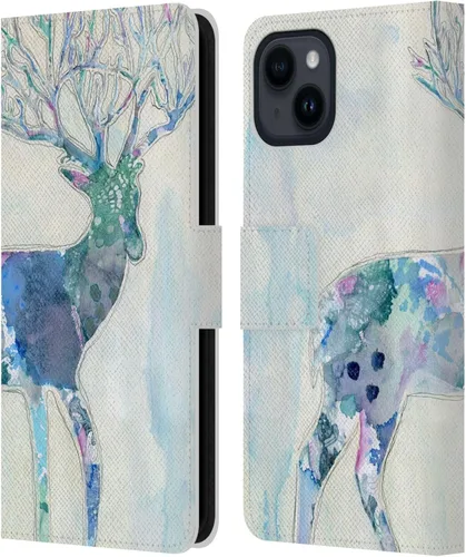 Vista 11 de Head Case Designs Officially Licensed Wyanne Blue Watercolour Bear Animals 2 Leather Wallet Case Compatible with Apple iPhone 15