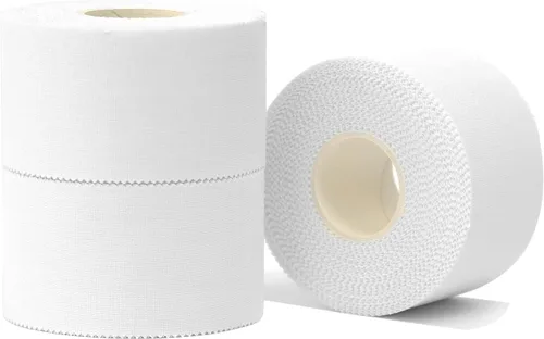 Vista 2 de Paquete de 3 cintas atléticas beige (1.5 pulgadas x 10 yardas), cinta atlética muy fuerte, sin residuos pegajosos para atletas, entrenadores