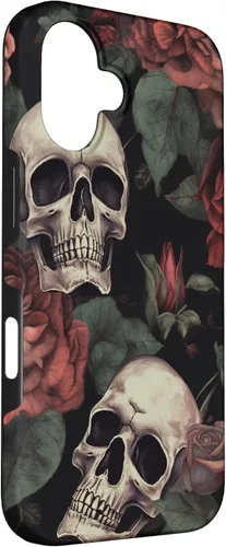 Vista 3 de iPhone 16 Gothic Skull and Roses - Accessorize in Style! Case