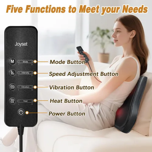 Vista 5 de Joyset - Masajeador de espalda con calor, cojín para silla Shiatsu para espalda baja Upper & Lower Back 2-Level Heat, 16 Nodes Bidirectional Deep