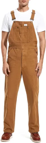 Vista 9 de HISEA Overol de mezclilla para hombre, overol de trabajo con correas ajustables y prácticos bolsillos para herramientas Azul lavado a la piedra