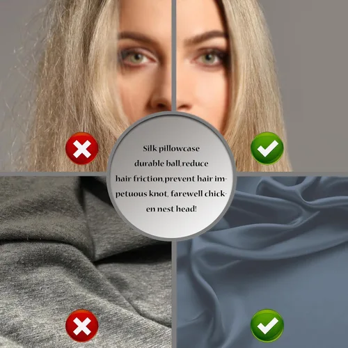 Vista 41 de Funda de almohada de seda para cabello y piel, suave, transpirable y sedosa, juego de fundas de almohada 100% tamaño estándar de 2 piezas, fundas