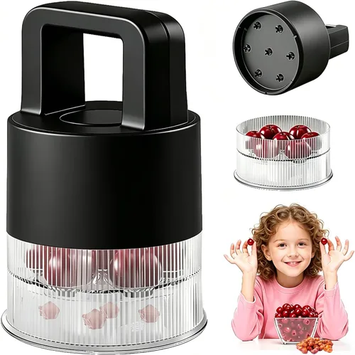 Vista 10 de Cherry Pitter - Herramienta de descorazonador de aceitunas y cerezas de alta resistencia con diseño de bloqueo que ahorra espacio, herramienta