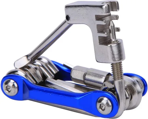 Vista 6 de plplaaoo Kit de herramientas de reparación de bicicleta de montaña, multiherramienta de bicicleta de metal ligero, juego de herramientas