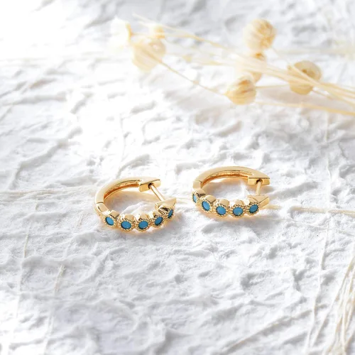 Vista 5 de VACRONA Gold Hoop Earrings Huggie for Women Cubic Zirconia 14k Gold Plated Small Huggie Hoops Earrings Hypoallergenic Jewelry Gifts