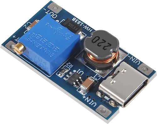 Vista 5 de AITRIP 10 Piezas Convertidor Boost DC-DC Tipo-C MT3608 2A Módulo Ajustable Regulador de Voltaje de la Placa Voltaje de Entrada 2 Volt-24 Volt a 5