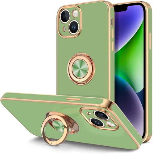 Vista 12 de Hython Funda para iPhone 14 Plus con soporte de anillo [soporte de anillo giratorio de 360° con soporte magnético] [Soporte de montaje en automóvil]