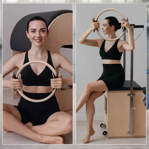 Vista 2 de Syhood Anillo de pilates de 11.81 pulgadas, anillo de yoga circular de pilates mágico, equipo de entrenamiento ligero y flexible para fitness